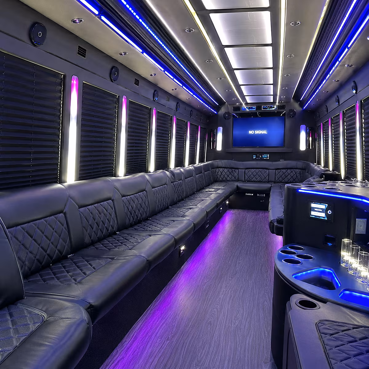 Bellevue Bachelor & Bachelorette Transportation party bus interior