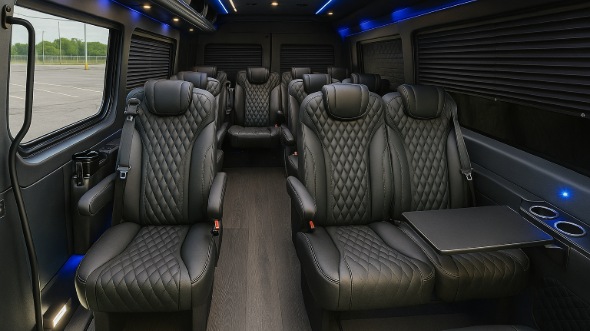 Interior of Charter Bus Company Bellevue's 18 Passenger Minibus in Bellevue