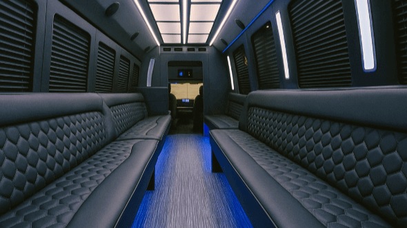 Interior of Charter Bus Company Shoreline's 20 Passenger Party Bus in Shoreline