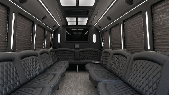 Interior of Charter Bus Company Kirkland's 25 Passenger Party Bus in Kirkland