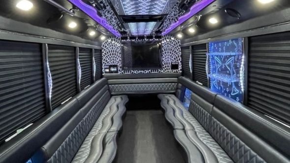 Interior of Charter Bus Company Kent's 28 Passenger Party Bus in Kent