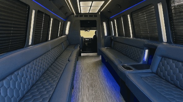 Interior of Charter Bus Company Kirkland's 30 Passenger Party Bus in Kirkland