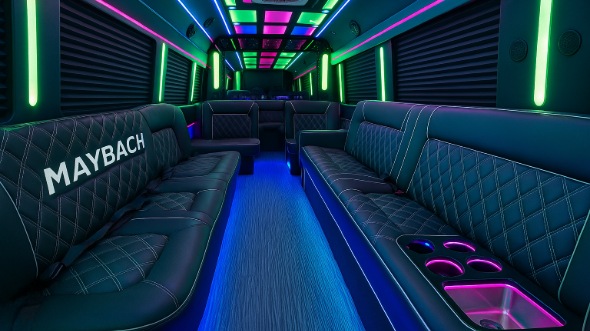 Interior of Charter Bus Company Seattle's 30 Passenger Party Bus in Seattle