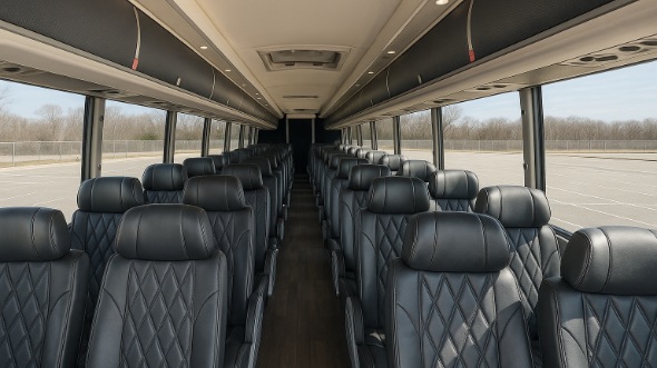 Interior of Charter Bus Company Bellevue's 40 Passenger Charter Bus in Bellevue