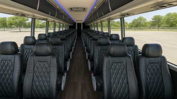 Interior of Charter Bus Company Bellevue's 47 Passenger Charter Bus in Bellevue