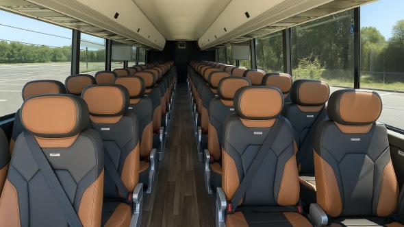 Interior of Charter Bus Company Bellevue's 51 Passenger Charter Bus in Bellevue