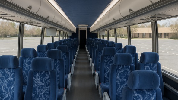 Interior of Charter Bus Company Bellevue's 55 Passenger Charter Bus in Bellevue