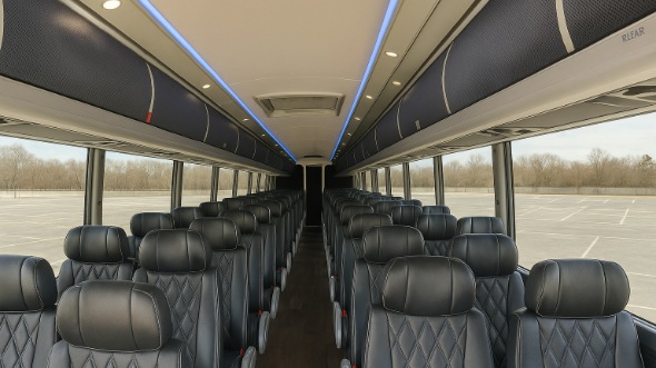Interior of Charter Bus Company Bellevue's 56 Passenger Charter Bus in Bellevue