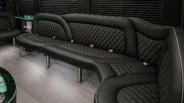 bellevue 15 passenger party bus inside